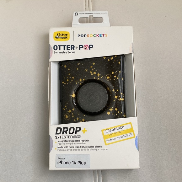 New OtterBox Apple iPhone 14 Plus Pop Symmetry  Series Case Black Stars Glitter - Picture 8 of 9